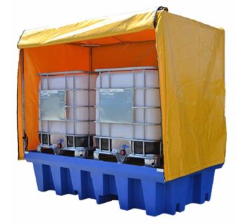PVC Cover And Galvanised Frame For Dual IBC Bunded Pallet  BUND_POLY6504 - Tank Management
