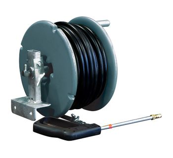 30 metre poly hose reel with side mount steel frame  ATHW03X030M10G - Tank Management