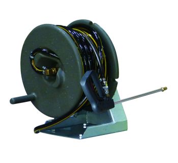 30 metre poly hose reel with base mount steel frame  ATHW03B030M10G - Tank Management