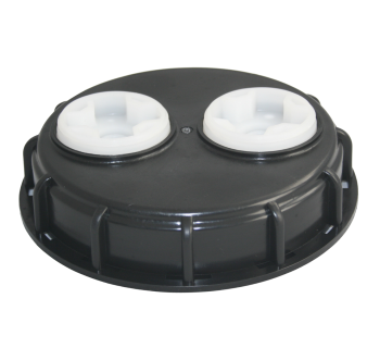 DN150 IBC Lid 2 x 2" ports - Black  LID_05 - Tank Management