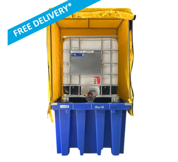 AusBund™ Single IBC Spill Containment Bund with Cover and Frame  BUND_POLYAB01C - Tank Management